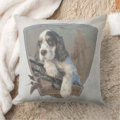 英国のセッター犬とクラシックショットガン クッション (ブランケット)