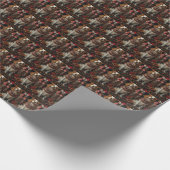 英国のセッター犬とクリスマスプレゼント暖炉 ラッピングペーパー (角)