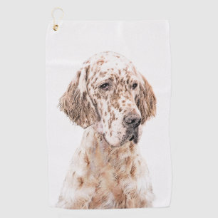 英国のセッター·オレンジ·絵画ベルトンの犬芸術 ゴルフタオル