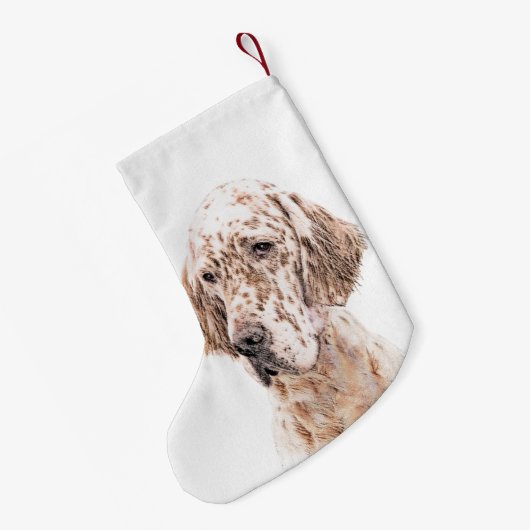 英国のセッター·オレンジ·絵画ベルトンの犬芸術 スモールクリスマスストッキング (裏面 (吊り時))