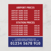 英国のタクシー会社の旗と価格表 チラシ (裏面)