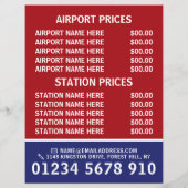 英国のタクシー会社の旗と価格表 チラシ (裏面)