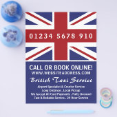 英国のタクシー会社の旗と価格表 チラシ (シングル)