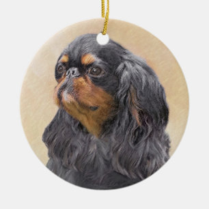 英国のトイスパニエル犬ズ-絵画オリジナルドッグアート セラミックオーナメント