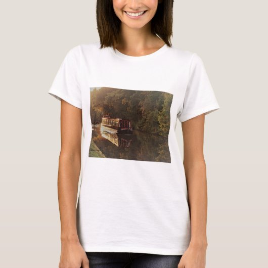 英国のナローボート絵画 Tシャツ (正面)