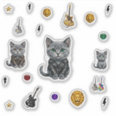 英国のパンク猫ステッカー シール (正面)