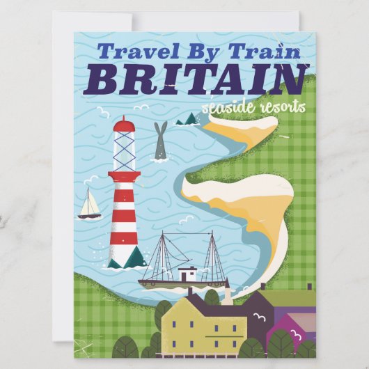 英国のビンテージ列車の旅行ポスター 招待状 (正面)