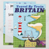 英国のビンテージ列車の旅行ポスター 招待状 (正面/裏面)