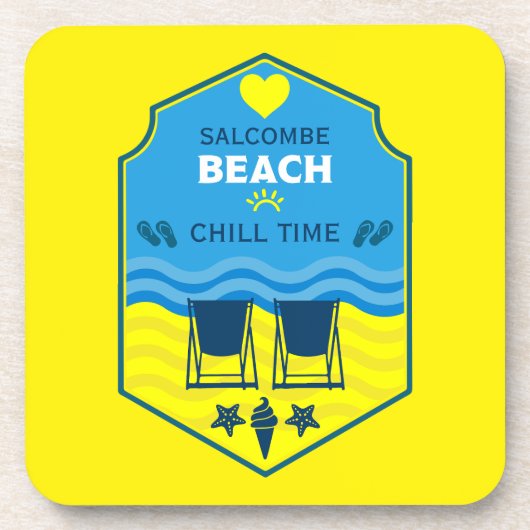 英国のビーチをテーマにした贈り物 コースター (正面)