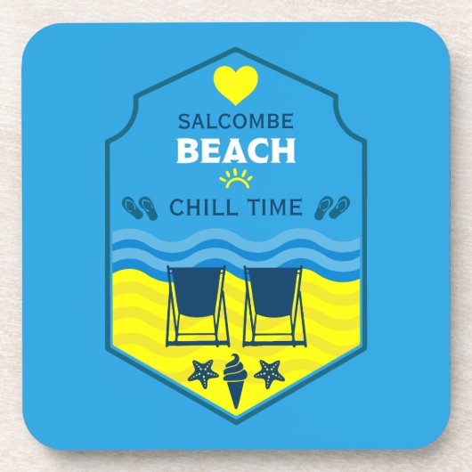 英国のビーチをテーマにした贈り物 コースター (正面)