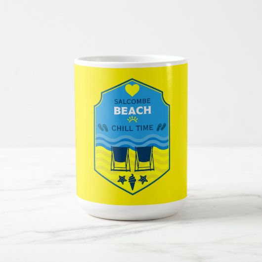 英国のビーチをテーマにした贈り物 コーヒーマグカップ (中央)