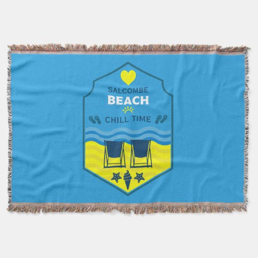 英国のビーチをテーマにした贈り物 スローブランケット (正面)