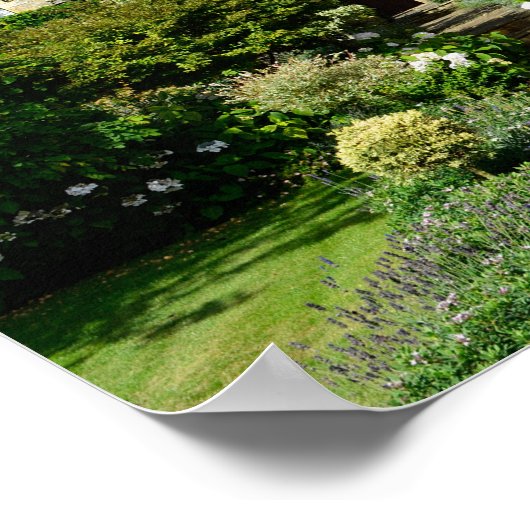 英国のフラワーガーデン付き家 ポスター (角)