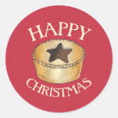 英国のフルーツミンスパイ幸せなクリスマス ラウンドシール (正面)