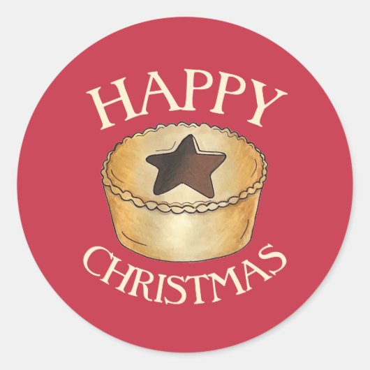 英国のフルーツミンスパイ幸せなクリスマス ラウンドシール (正面)
