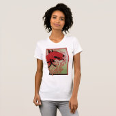 英国のブルテリアのアジア刺激を受けたなイラストレーション Tシャツ (正面フル)