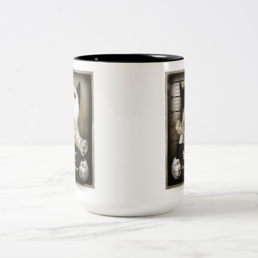 英国のブルテリアの"顔写真"のコーヒー・マグ ツートーンマグカップ (中央)