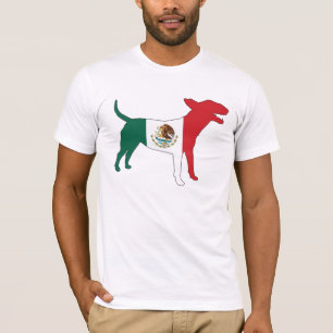英国のブルテリア/メキシコ旗のティー Tシャツ