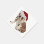 英国のブルドッグがサンタハットを着て スタンダードカクテルナプキン (角)