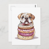 英国のブルドッグがドーナツを振りかけたもの ポストカード (正面/裏面)