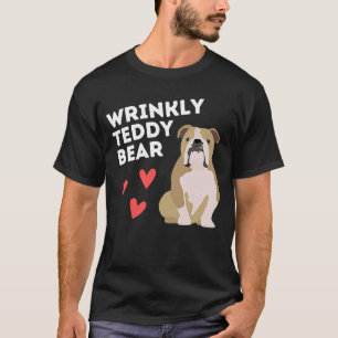 英国のブルドッグしわのテディベア Tシャツ