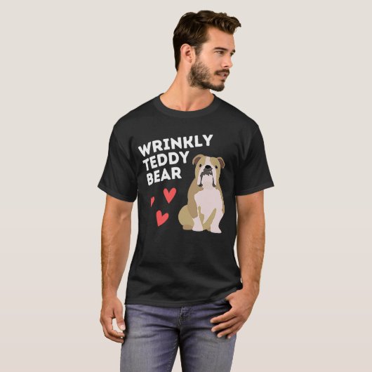 英国のブルドッグしわのテディベア Tシャツ (正面フル)