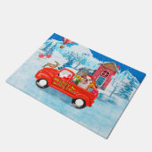 英国のブルドッグでクリスマス配信トラック雪 ドアマット (アングル)