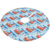 英国のブルドッグでクリスマス配信トラック雪 ブラッシュドポリエステルツリースカート (アングル)