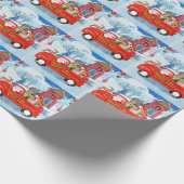 英国のブルドッグでクリスマス配信トラック雪 ラッピングペーパー (角)