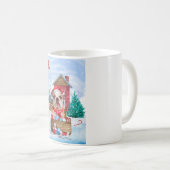英国のブルドッグで雪のクリスマスドッグハウス コーヒーマグカップ (正面右)