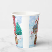 英国のブルドッグで雪のクリスマスドッグハウス 紙コップ (左)