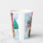英国のブルドッグで雪のクリスマスドッグハウス 紙コップ (右)