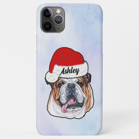 英国のブルドッグとクリスマスハットホリデードッグ Case-Mate iPhoneケース (裏面)