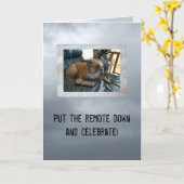 英国のブルドッグのおもしろいなハッピーバースデーカード カード (黄色い花)