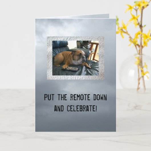 英国のブルドッグのおもしろいなハッピーバースデーカード カード (黄色い花)