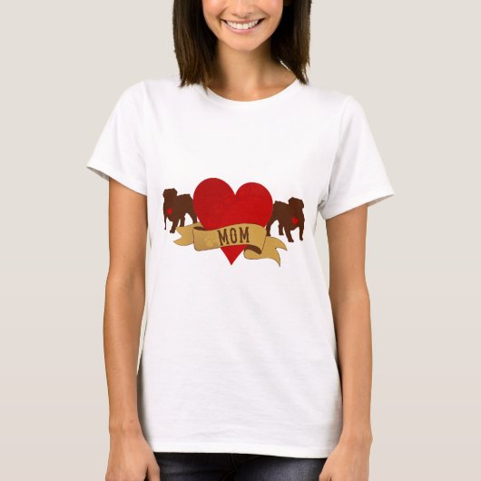 英国のブルドッグのお母さん[入れ墨のスタイル] Tシャツ (正面)