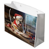 英国のブルドッグのクリスマスのクッキーの休日 ラージペーパーバッグ (裏面アングル)