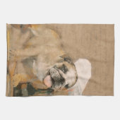 英国のブルドッグのシェフの台所プリント キッチンタオル (横)