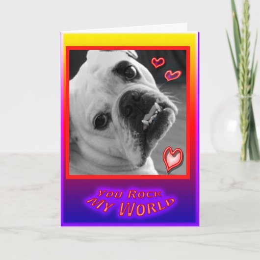 英国のブルドッグのバレンタインデーカード シーズンカード (正面)