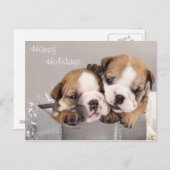 英国のブルドッグの子犬およびギフト シーズンポストカード (正面/裏面)