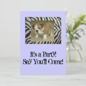 英国のブルドッグの子犬のパーティの招待状の誕生日 招待状 (スタンド正面)