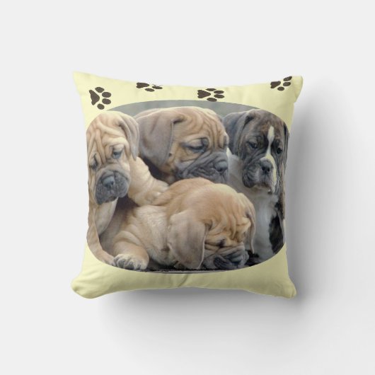 「英国のブルドッグの子犬」 クッション (正面)
