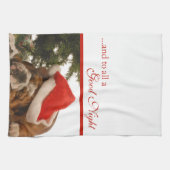 英国のブルドッグの居眠りのクリスマスの台所タオル キッチンタオル (横)