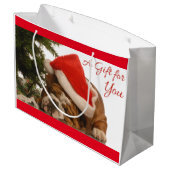 英国のブルドッグの居眠りの大きいクリスマスのギフトバッグ ラージペーパーバッグ (裏面アングル)