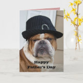 英国のブルドッグの父の日カード カード (黄色い花)
