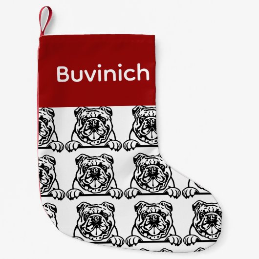 英国のブルドッグカスタマイズソックスドッグソックス – Put Y スモールクリスマスストッキング (正面)