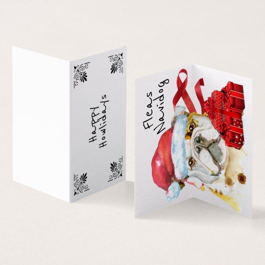 英国のブルドッグクリスマスは赤い贈り物を袋に入れるDIYウィッシュ (内部&外部)