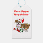 英国のブルドッグクリスマス灯 ギフトタグ (正面)