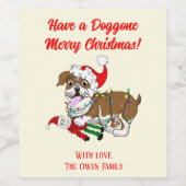 英国のブルドッグクリスマス灯 ワインラベル (シングルラベル)