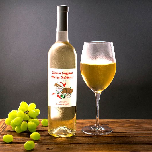 英国のブルドッグクリスマス灯 ワインラベル